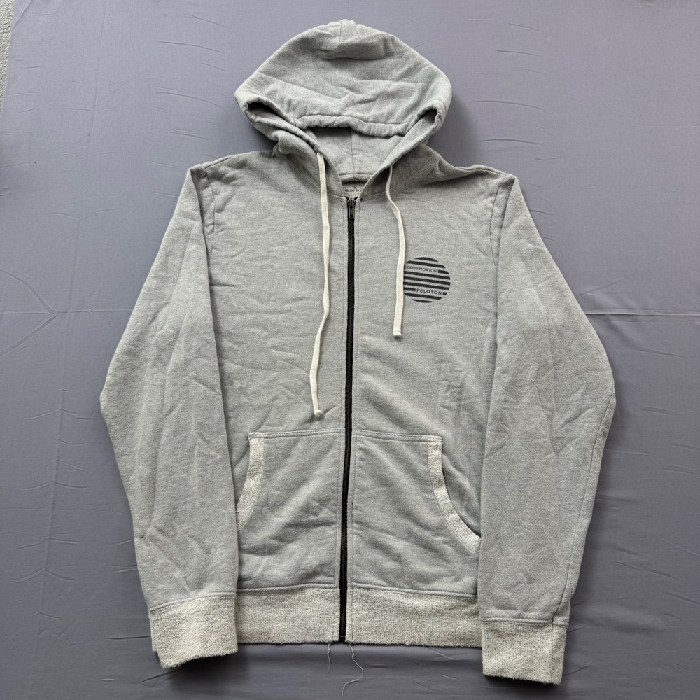 Peloton Denis Morton Full Zip Hoodie Heather Gray Mens Size Large Made in USA